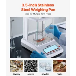 VEVOR Analytical Balance, 220 g x 0.1 mg, 0.0001 g High Precision Accuracy Lab Scale, g/oz/ct/mg 4 Units Electronic Digital Analytical Balance with Glass Draft Shield, for Laboratory Jewelry Pharmacy