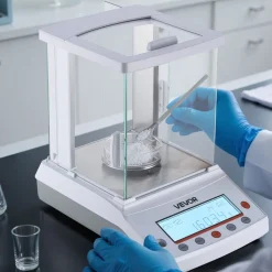 VEVOR Analytical Balance, 220 g x 0.1 mg, 0.0001 g High Precision Accuracy Lab Scale, g/oz/ct/mg 4 Units Electronic Digital Analytical Balance with Glass Draft Shield, for Laboratory Jewelry Pharmacy