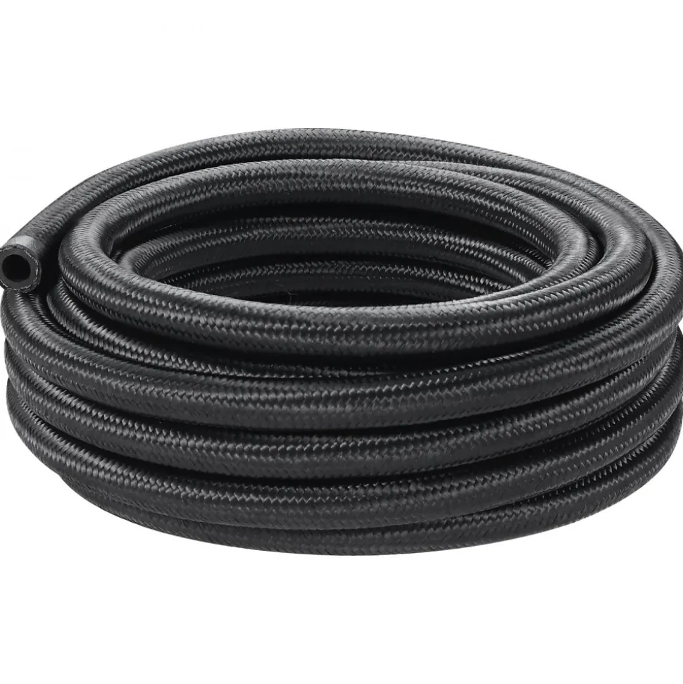 VEVOR 8AN Fuel Line Kit, 20 FT Fuel Hose Kit, 0.43" Nylon Stainless Steel Braided Fuel Line Oil/Gas/Diesel Hose End Fitting Kit, with 12 PCS Swivel Fitting Adapter Kit, Black
