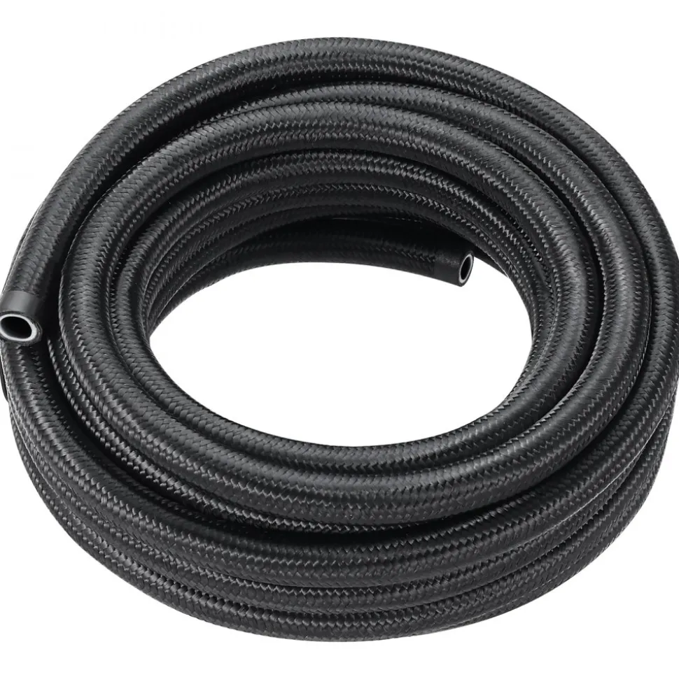 VEVOR 6AN Fuel Line Kit, 25 FT Fuel Hose Kit, 5/16" Nylon Stainless Steel Braided PTFE Fuel Line Kit, E85/Oil/Gas/Diesel Hose End Fitting Kit, with 15 PCS Swivel Fitting Adapter Kit, Black
