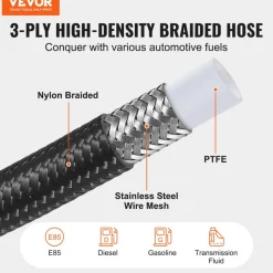 VEVOR 6AN Fuel Line Kit, 25 FT Fuel Hose Kit, 5/16