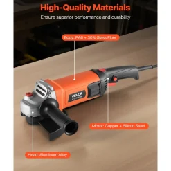 VEVOR Angle Grinder, 7" Electric Grinder Power Tool, 13Amps 8500RPM High-Speed Corded Angle Grinders with 270° Adjustable Dust Guard for Metal Grinding, Cutting, Rust Removal (Disc Not Included)