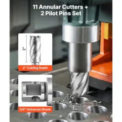 VEVOR Annular Cutter Set, 13 pcs Universal Shank Mag Drill Bits Kit, 2