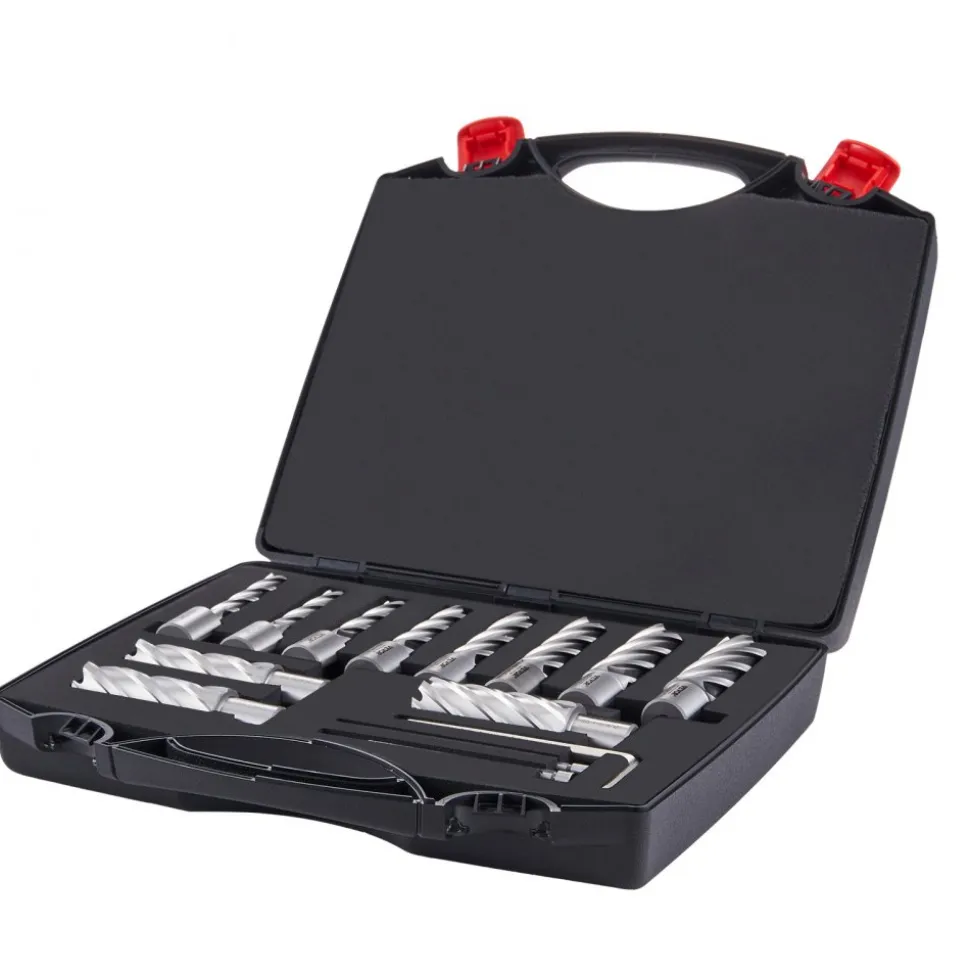 VEVOR Annular Cutter Set, 6 pcs Weldon Shank Mag Drill Bits, 1/2" to 1-1/16" Cutting Diameter, 1" Cutting Depth, M2AL High-Speed Steel, with Pilot Pin and Portable Case, for Using with Magnetic Drills