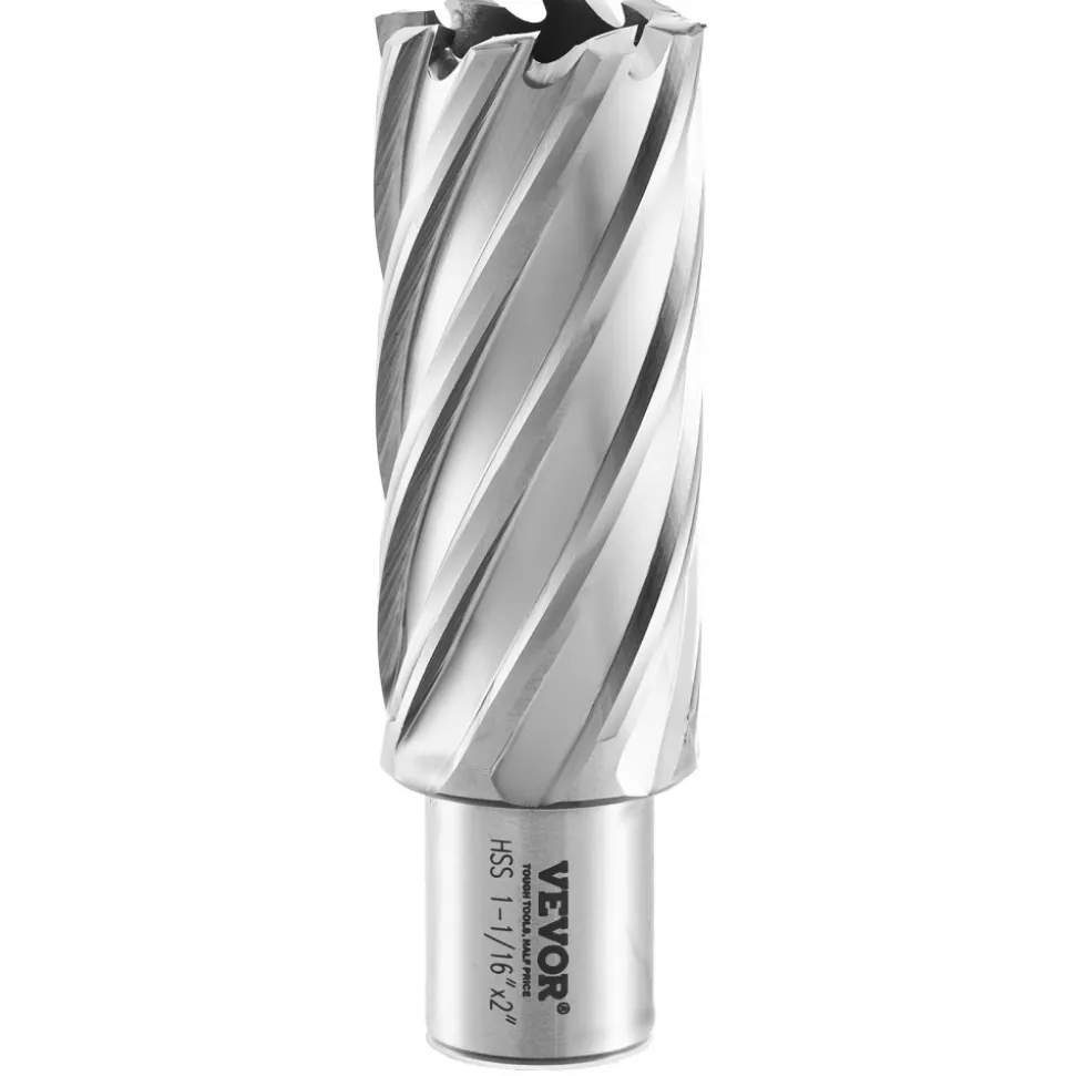 VEVOR Annular Cutter Set, 6 pcs Weldon Shank Mag Drill Bits, 1/2" to 1-1/16" Cutting Diameter, 1" Cutting Depth, M2AL High-Speed Steel, with Pilot Pin and Portable Case, for Using with Magnetic Drills
