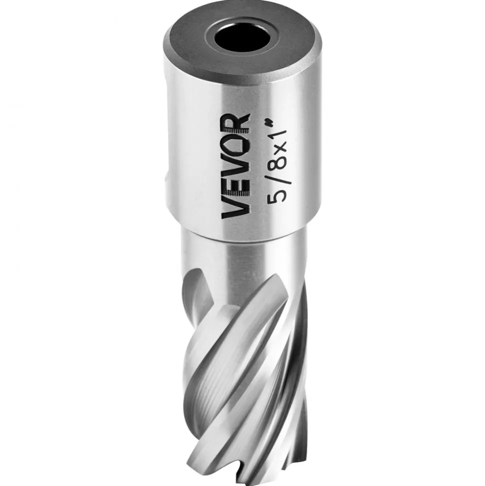 VEVOR Annular Cutter Set, 5 pcs Weldon Shank Mag Drill Bits Kit, 1" Cutting Depth, 5/8" Cutting Diameter, HSS, 3 Drill Bits with 2 Pilot Pins and 3 Plastic Cases, for Magnetic Drills, Steel, Aluminum
