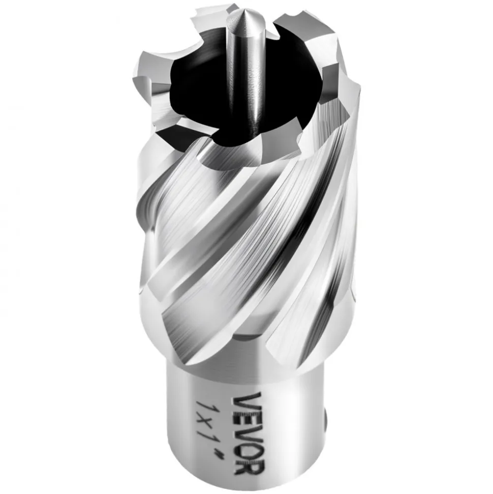 VEVOR Annular Cutter Set, 4 pcs Weldon Shank Mag Drill Bits Kit, 1" Cutting Depth, 1" Cutting Diameter, HSS, 2 Drill Bits with 2 Pilot Pins and Plastic Cases, for Magnetic Drills, Steel, Aluminum