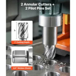 VEVOR Annular Cutter Set, 4 pcs Weldon Shank Mag Drill Bits Kit, 1