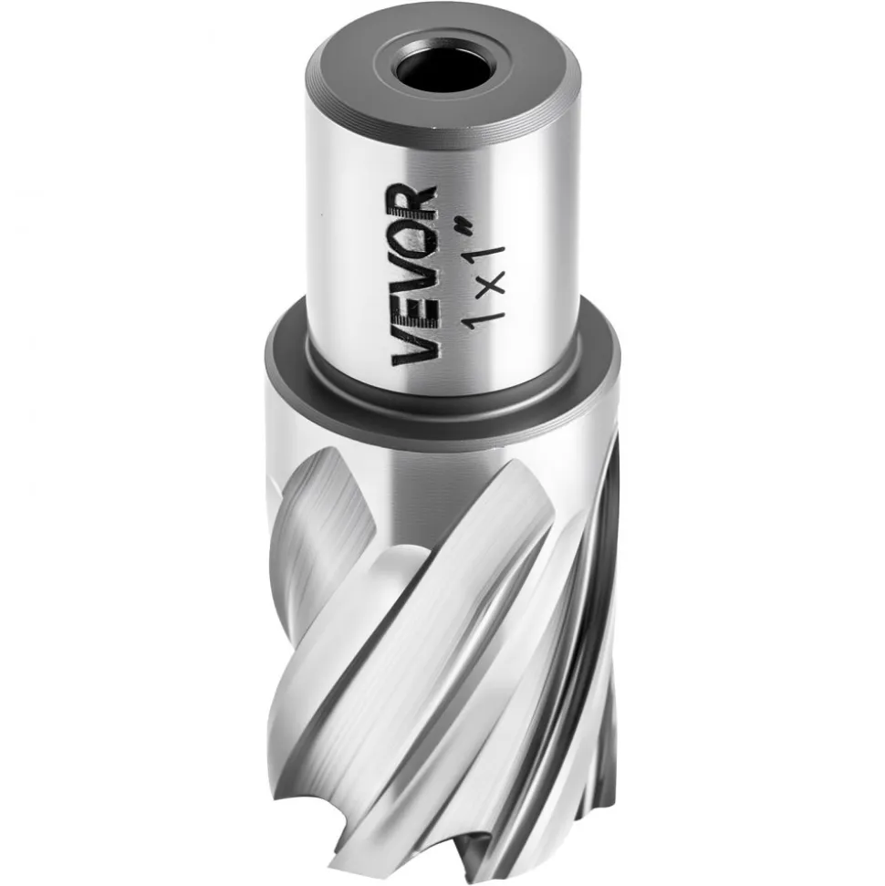VEVOR Annular Cutter Set, 4 pcs Weldon Shank Mag Drill Bits Kit, 1" Cutting Depth, 1" Cutting Diameter, HSS, 2 Drill Bits with 2 Pilot Pins and Plastic Cases, for Magnetic Drills, Steel, Aluminum