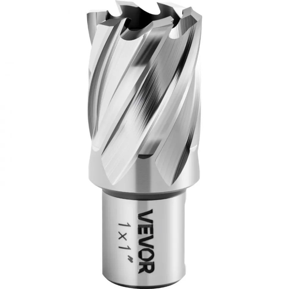 VEVOR Annular Cutter Set, 4 pcs Weldon Shank Mag Drill Bits Kit, 1" Cutting Depth, 1" Cutting Diameter, HSS, 2 Drill Bits with 2 Pilot Pins and Plastic Cases, for Magnetic Drills, Steel, Aluminum