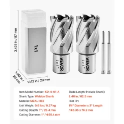 VEVOR Annular Cutter Set, 4 pcs Weldon Shank Mag Drill Bits Kit, 1