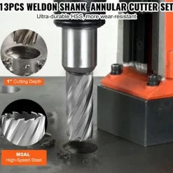 VEVOR Annular Cutter Set, 13 pcs Weldon Shank Mag Drill Bits, 7/16