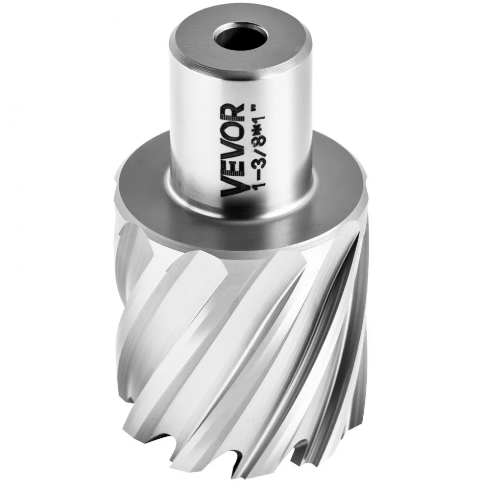 VEVOR Annular Cutter Set, 16 pcs Weldon Shank Mag Drill Bits Kit, 1" Cutting Depth, 7/16" to 1-3/8" Cutting Diameter, HSS, 14 Drill Bits with 2 Pilot Pins, Plastic Case, for Magnetic Drills, Steel