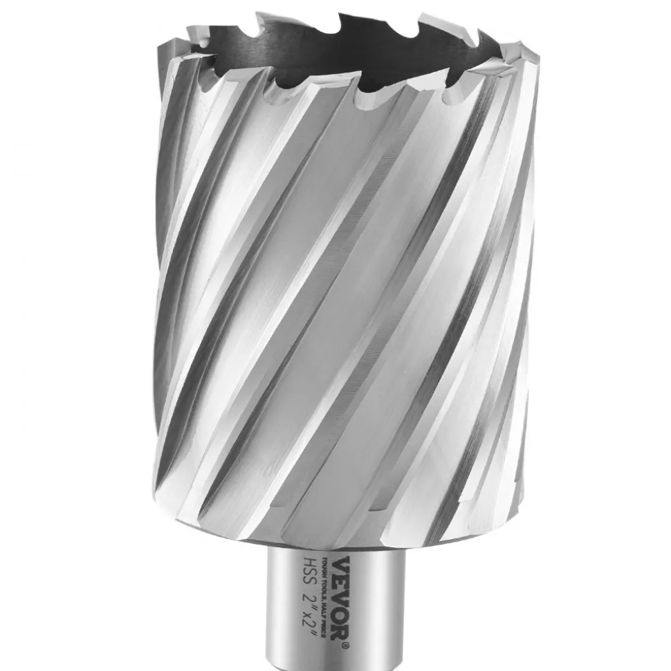 VEVOR Annular Cutter Set, 6 pcs Weldon Shank Mag Drill Bits, 1" to 2" Cutting Diameter, 2" Cutting Depth, M2AL High-Speed Steel, with 2 Pilot Pins and Portable Case, for Using with Magnetic Drills