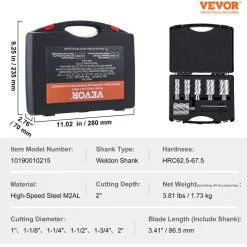VEVOR Annular Cutter Set, 6 pcs Weldon Shank Mag Drill Bits, 1