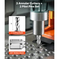 VEVOR Annular Cutter Set, 5 pcs Weldon Shank Mag Drill Bits Kit, 1