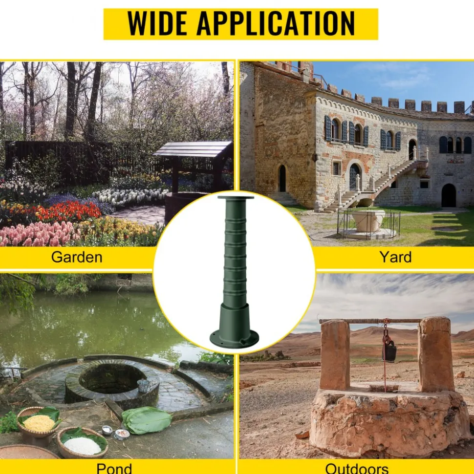 VEVOR Antique Hand Water Pump Stand Pitcher Pump Stand Cast Iron Well Pump Stand with Pre-set 0.5" Holes for Easy Installation Old Fashion Pitcher Hand Pump Stand for Home Yard Pond Garden Outdoors G