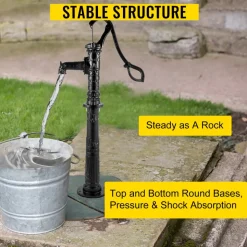VEVOR Antique Hand Water Pump Stand Pitcher Pump Stand Cast Iron Well Pump Stand with Pre-set 0.5" Holes for Easy Installation Old Fashion Pitcher Hand Pump Stand for Home Yard Pond Garden Outdoors B