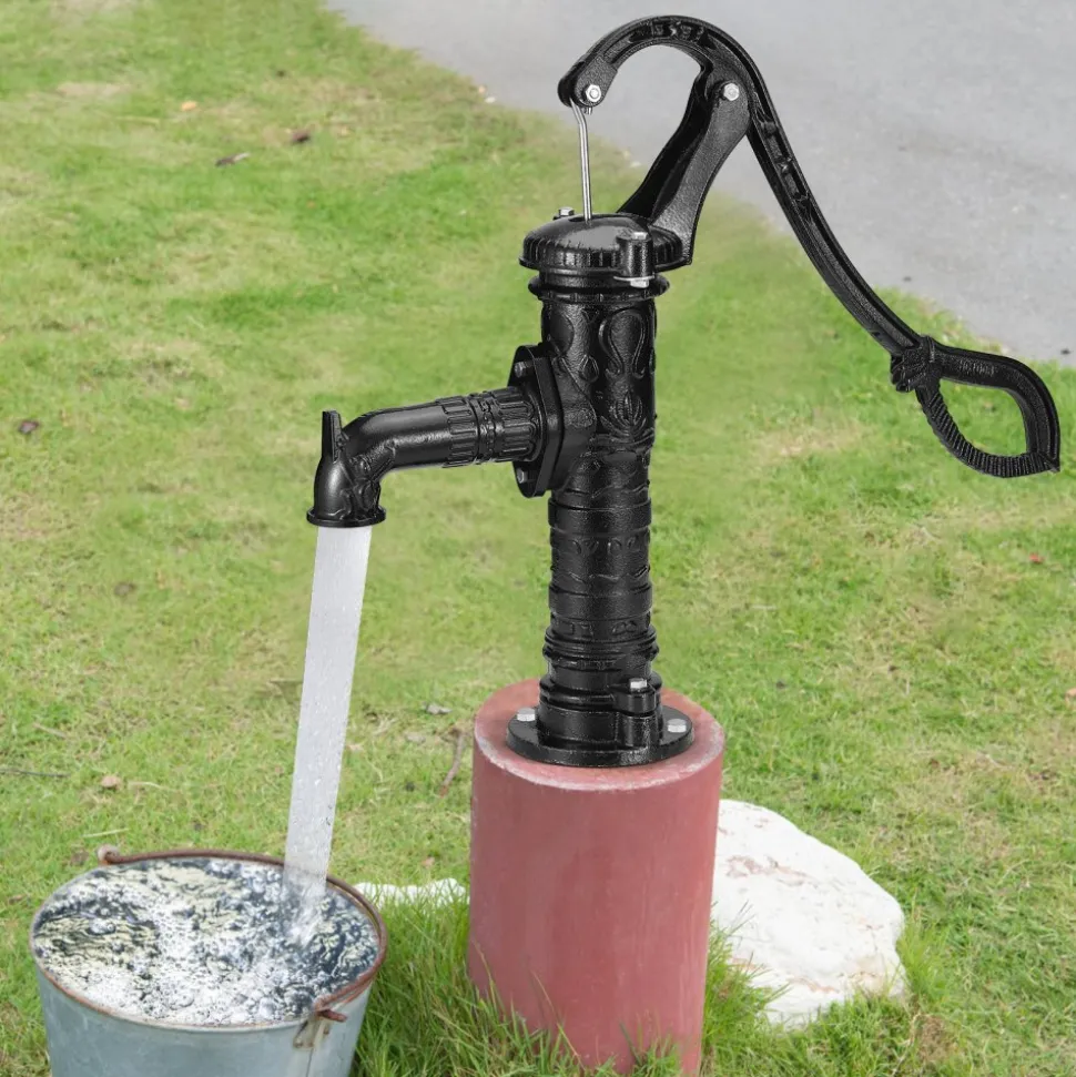 VEVOR Antique Well Hand Pitcher Pump, 22ft Maximum Lift, Cast Iron Manual Hand Water Pump with Ergonomic Handle NPT1-1/4" Easy Installation, Old Fashioned for Outdoor Home Yard Garden Pond Farm, Black