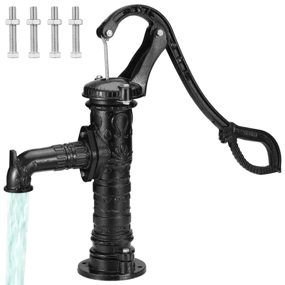 VEVOR Antique Well Hand Pitcher Pump, 22ft Maximum Lift, Cast Iron Manual Hand Water Pump with Ergonomic Handle NPT1-1/4" Easy Installation, Old Fashioned for Outdoor Home Yard Garden Pond Farm, Black