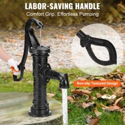 VEVOR Antique Well Hand Pitcher Pump, 22ft Maximum Lift, Cast Iron Manual Hand Water Pump with Ergonomic Handle NPT1-1/4