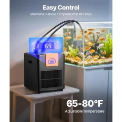 VEVOR Aquarium Chiller 110 Gallon, 1/3 HP Water Chiller for Hydroponics, Fast Cooling for Fish Tank,Axolotl,Coral Reef,Quiet Refrigeration Compressor, Titanium Evaporator,Complete Fittings