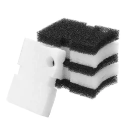 VEVOR Aquarium Filter Media Pads, 6 PCS Replacement with Impeller for AQ500, Canister Floss Replacement for Fish Tank, Zirconia Impeller Shaft, 3 Black Polyurethane Foam & 3 White Polyester Fiber Pads