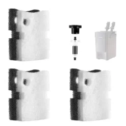 VEVOR Aquarium Filter Media Pads, 6 PCS with Impeller for AQ700 & AQ1000, Canister Floss Replacement Media for Fish Tank, Zirconia Impeller Shaft, 3 Black Polyurethane Foam & 3 White Polyester Fiber
