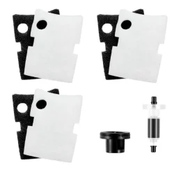 VEVOR Aquarium Filter Media Pads, 6 PCS with Impeller for AQ700 & AQ1000, Canister Floss Replacement Media for Fish Tank, Zirconia Impeller Shaft, 3 Black Polyurethane Foam & 3 White Polyester Fiber