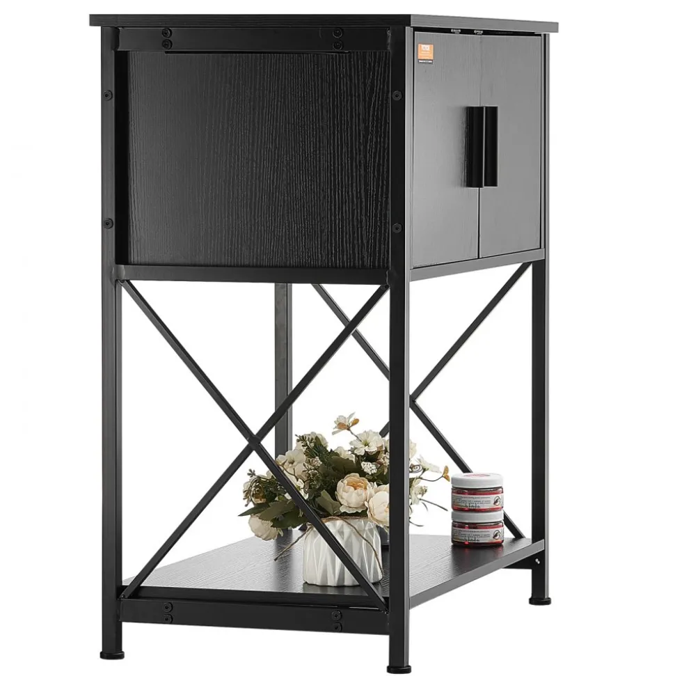VEVOR Aquarium Stand, 20 Gallon Fish Tank Stand, 25.6 x 16.5 x 31.9 in Steel and MDF Turtle Tank Stand, 167.6 lbs Load Capacity, Reptile Tank Stand with Storage Cabinet and Embedded Power Panel, Black