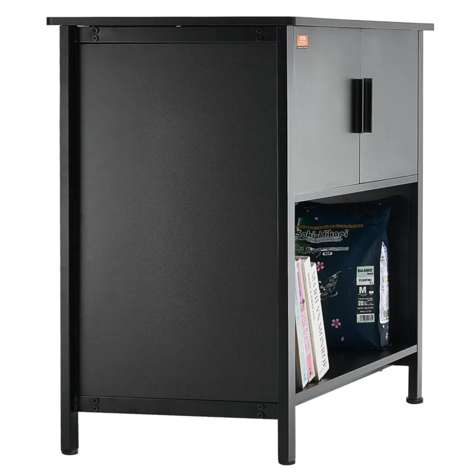 VEVOR Aquarium Stand, 40 Gallon Fish Tank Stand, 36.6 x 18.9 x 31.5 in Steel and MDF Turtle Tank Stand, 335 lbs Load Capacity, Reptile Tank Stand with Storage Cabinet and Embedded Power Panel, Black