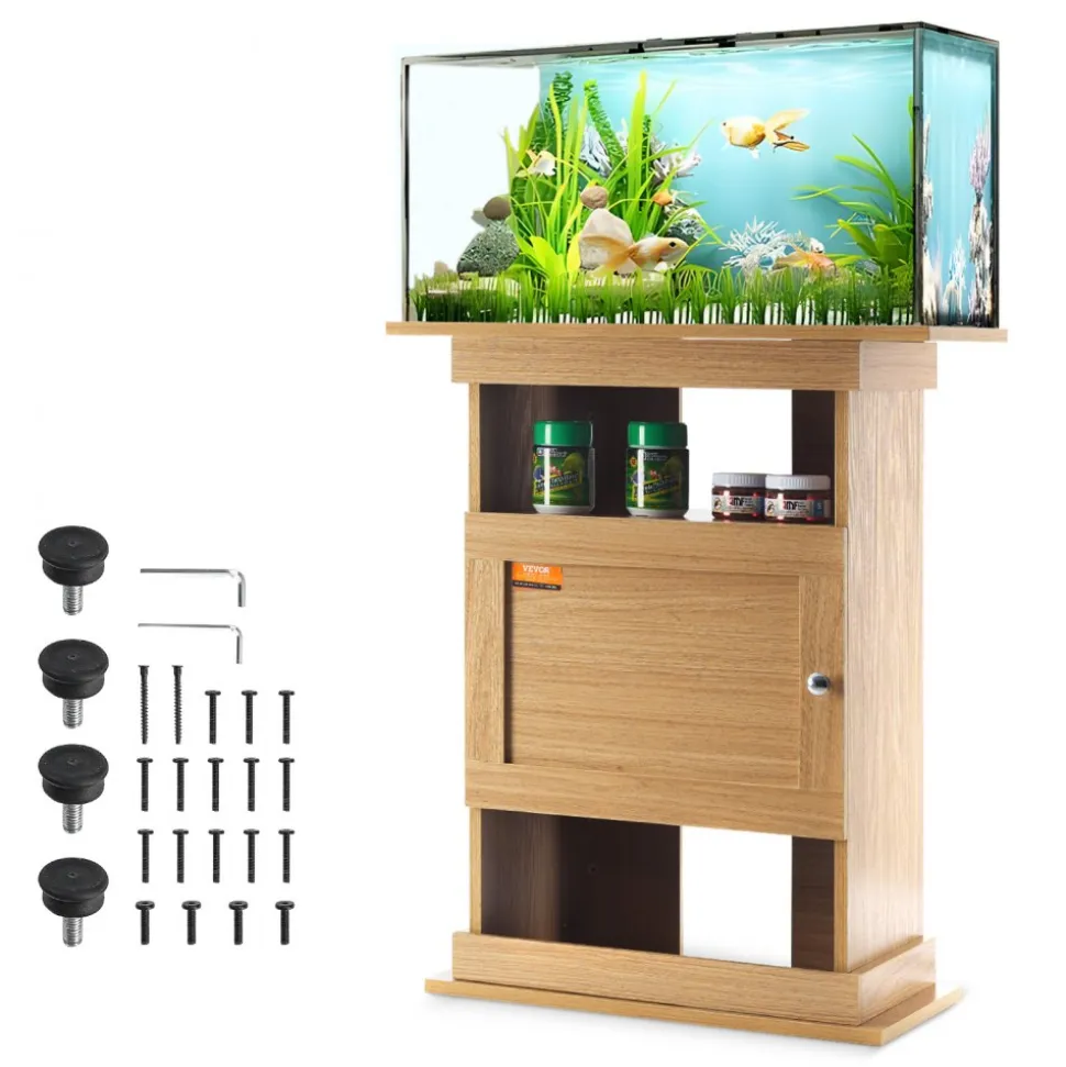 VEVOR Aquarium Stand, 75 Gallon Fish Tank Stand, 52 x 19.7 x 32.3 in Steel and MDF Turtle Tank Stand, 626 lbs Load Capacity, Reptile Tank Stand with Storage Cabinet and Embedded Power Panel, Black