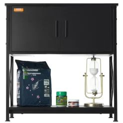 VEVOR Aquarium Stand, 29 Gallon Fish Tank Stand, 28.7 x 16.5 x 30 in Steel and MDF Turtle Tank Stand, 242.5 lbs Load Capacity, Reptile Tank Stand with Storage Cabinet and Embedded Power Panel, Black