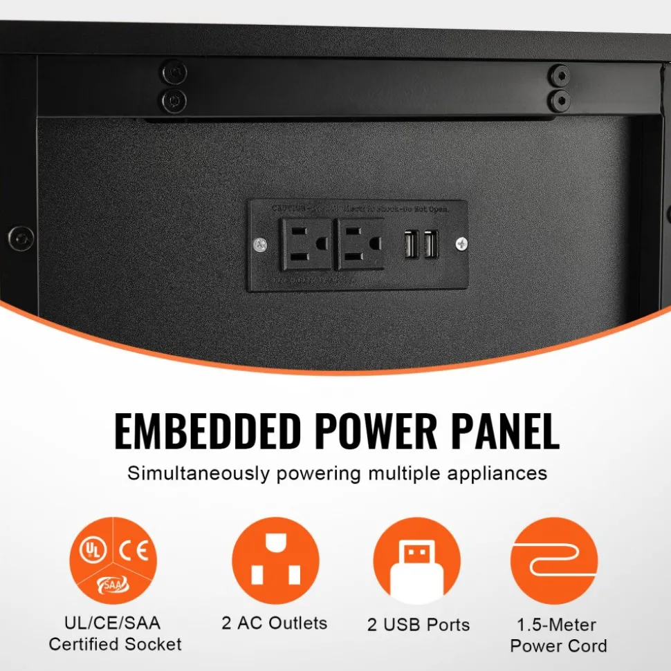 VEVOR Aquarium Stand, 29 Gallon Fish Tank Stand, 28.7 x 16.5 x 30 in Steel and MDF Turtle Tank Stand, 242.5 lbs Load Capacity, Reptile Tank Stand with Storage Cabinet and Embedded Power Panel, Black