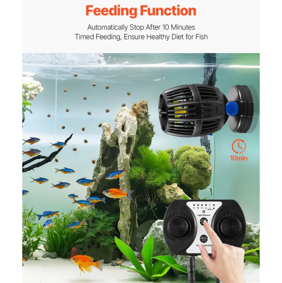 VEVOR Aquarium Wave Maker, 20W, 2113 GPH Quiet and Strong DC Powerhead, Adjustable Fish Tank Circulation Pump with Controller, Strong Magnetic Base, 360° Rotating Wavemaker, for Freshwater Saltwater
