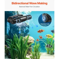 VEVOR Aquarium Wave Maker, 25W, 2380 GPH Adjustable Cross Flow Pump with Controller, Magnetic DC 24V Aquarium Powerhead, Strong Magnetic Base, 360° Rotating Wavemaker, for Saltwater Marine Freshwater