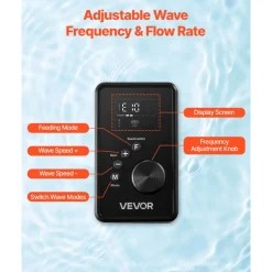 VEVOR Aquarium Wave Maker, 25W, 2380 GPH Adjustable Cross Flow Pump with Controller, Magnetic DC 24V Aquarium Powerhead, Strong Magnetic Base, 360° Rotating Wavemaker, for Saltwater Marine Freshwater