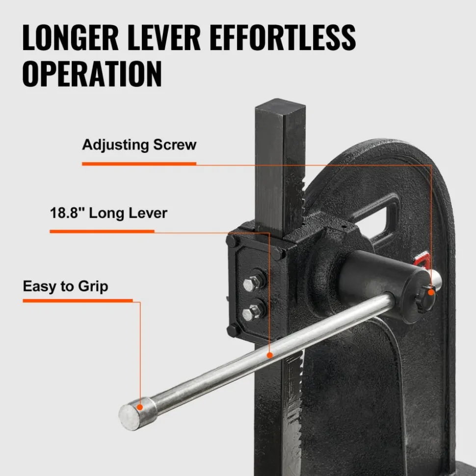 VEVOR Arbor Press, 3 Ton Manual Arbor Press, 12.2" Maximum Height, Cast Iron Heavy-duty Manual Desktop Arbor Press, Precision Hand Press for Stamping, Bending, Stretching, Forming