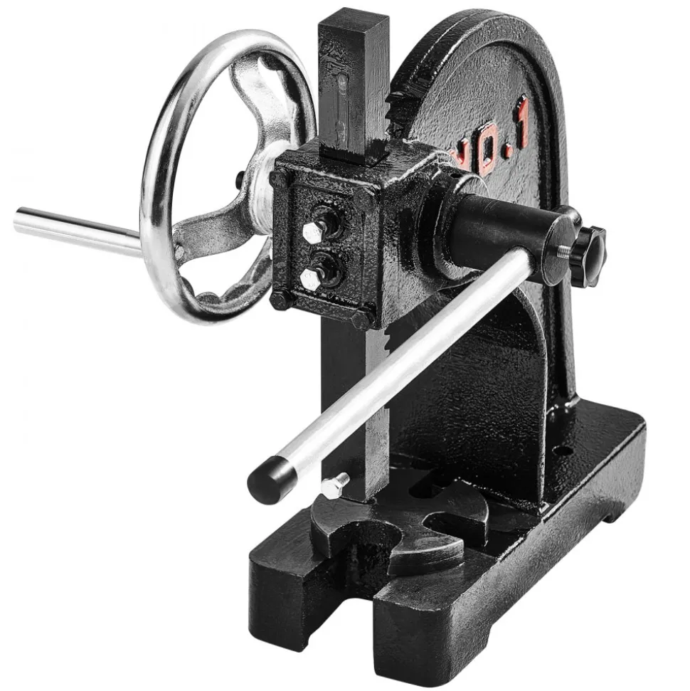 VEVOR Arbor Press, 1 Ton Manual Arbor Press with Handwheel, 5.9" Maximum Height, Cast Iron Heavy-duty Manual Desktop Arbor Press, Precision Hand Press for Stamping, Bending, Stretching, Forming