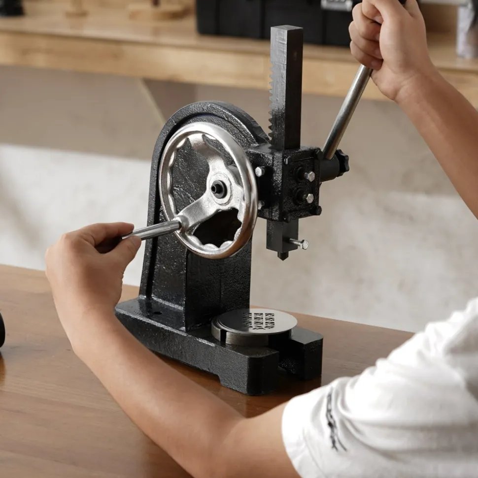 VEVOR Arbor Press, 1 Ton Manual Arbor Press with Handwheel, 5.9" Maximum Height, Cast Iron Heavy-duty Manual Desktop Arbor Press, Precision Hand Press for Stamping, Bending, Stretching, Forming