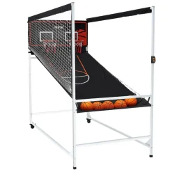 VEVOR Arcade Cage Basketball Game, 2 Player Indoor Basketball Game, Home Dual Shot Sport with 5 Balls, 8 Game Modes, Electronic Scoreboard, and Inflation Pump, for Kids, Adults (Black & White)