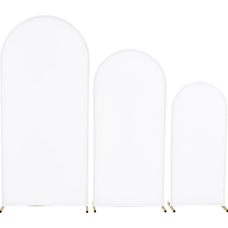 VEVOR Arch Backdrop Stand, Set of 3, 6/5/4 ft, Stable Structure, Easy Assembly, Gold Metal Arch Backdrop Stand with Cover, for Wedding, Birthday Party, Graduation, Celebration, and Ceremony Decoration