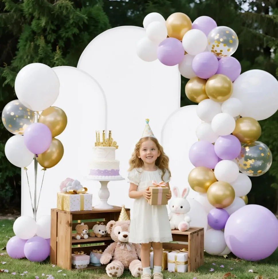 VEVOR Arch Backdrop Stand, Set of 3, 6/5/4 ft, Stable Structure, Easy Assembly, Gold Metal Arch Backdrop Stand with Cover, for Wedding, Birthday Party, Graduation, Celebration, and Ceremony Decoration