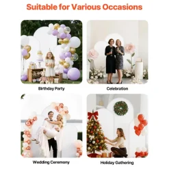 VEVOR Arch Backdrop Stand, Set of 3, 6/5/4 ft, Stable Structure, Easy Assembly, Gold Metal Arch Backdrop Stand with Cover, for Wedding, Birthday Party, Graduation, Celebration, and Ceremony Decoration