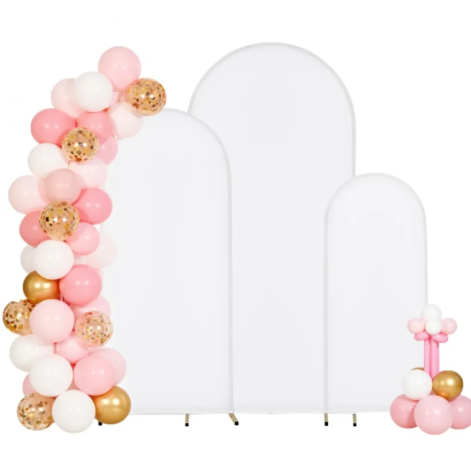 VEVOR Arch Backdrop Stand, Set of 3, 6/5/4 ft, Stable Structure, Easy Assembly, Gold Metal Arch Backdrop Stand with Cover, for Wedding, Birthday Party, Graduation, Celebration, and Ceremony Decoration