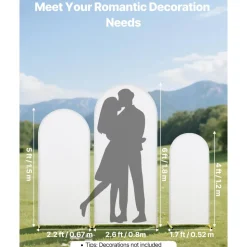 VEVOR Arch Backdrop Stand, Set of 3, 6/5/4 ft, Stable Structure, Easy Assembly, Gold Metal Arch Backdrop Stand with Cover, for Wedding, Birthday Party, Graduation, Celebration, and Ceremony Decoration