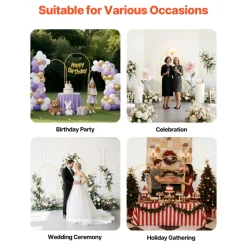 VEVOR Arch Backdrop Stand, Set of 3, 6/5/4 ft, Stable Structure, Easy Assembly, Gold Metal Arch Backdrop Stand for Wedding, Birthday Party, Graduation, Holiday Celebration, and Ceremony Decoration