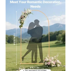VEVOR Arch Backdrop Stand, 7.2 x 4 ft, Stable Structure, Easy Assembly, 1 Piece Gold Metal Arch Backdrop Stand for Wedding, Birthday Party, Graduation, Holiday Celebration, and Ceremony Decoration