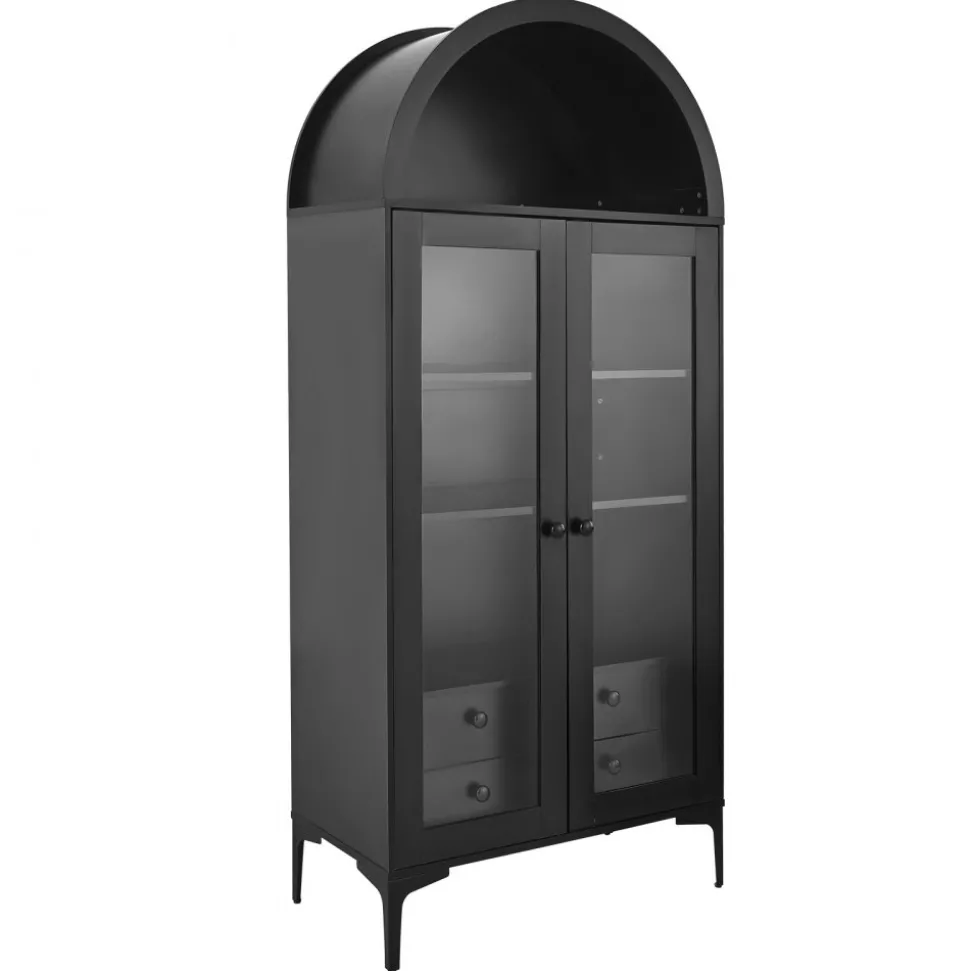 VEVOR Arched Display Cabinet with Glass Doors, 70 in Tall Curio Cabinet, 4-Tier Display Case with 2 Adjustable Shelves, Bookcase Bookshelf for Collectibles Storage Bedroom Living Room Office