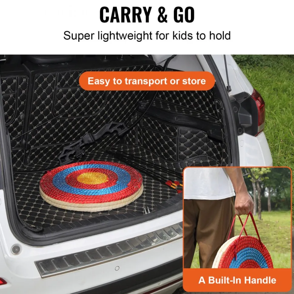 VEVOR Archery Target, 3 Layers 20" Arrow Target, Traditional Solid Straw Round Archery Target Shooting Bow, Hand-Made Arrows Target, Coloured Rope Target for Backyard Outdoor Hunting Shooting Practice
